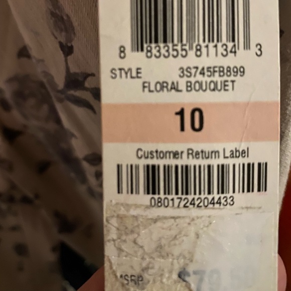 INC International Concepts NEW Beige Grey Floral Denim Skinny Ankle Pants, 10 - Picture 4 of 6